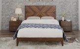 Mid-Century Modern Full Platform Bed Wood Slat Support, Walnut