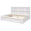 Full Bed w/Side Bookcase, Drawers, White