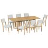 TOPMAX Farmhouse 9-Piece 83.9inch Extendable Dining Table,2 12-inch Removable Leaves, 8 Chairs
