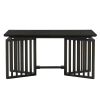 TOPMAX Farmhouse 9-Piece 83.9" Extendable Table,2 12" Removable Leaves, 8 Chairs, Espresso