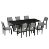 TOPMAX Farmhouse 9-Piece 83.9" Extendable Table,2 12" Removable Leaves, 8 Chairs, Espresso