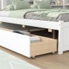 Full Bed w/Side Bookcase, Drawers, White