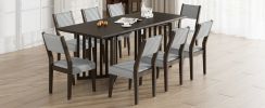 TOPMAX Farmhouse 9-Piece 83.9" Extendable Table,2 12" Removable Leaves, 8 Chairs, Espresso