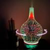 3D Fireworks Glass Vase Humidifier w/7 Color Led Night Light Aroma Essential Oil Diffuser Cool Mist