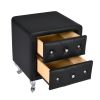 3 Pieces Bedroom Set. Queen Size Leather Upholstered Platform Bed, 2 Nightstands w/2 Drawers , Black