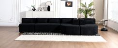 143.7" Upholstered Sofa with 2 Chaise Lounge,5 Back Pillows, Black