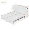 Full Size Murphy Wall Bed w/drawer, Sockets & USB Ports, Pulley Structure Design, White