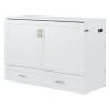 Full Size Murphy Wall Bed w/drawer, Sockets & USB Ports, Pulley Structure Design, White