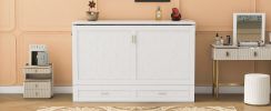 Full Size Murphy Wall Bed w/drawer, Sockets & USB Ports, Pulley Structure Design, White