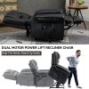 Power Lift Recliner Chair Heat Massage Dual Motor Infinite Position, Genuine Leather, USB Ports, Black