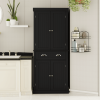 71" Kitchen Pantry Storage Cabinet, w/4 Doors, Drawer, 2 Adjustable Shelves, Freestanding-Black