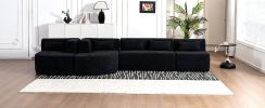 143.7" Upholstered Sofa with 2 Chaise Lounge,5 Back Pillows, Black