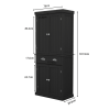 71" Kitchen Pantry Storage Cabinet, w/4 Doors, Drawer, 2 Adjustable Shelves, Freestanding-Black