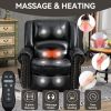 Power Lift Recliner Chair Heat Massage Dual Motor Infinite Position, Genuine Leather, USB Ports, Black