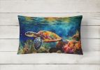 Nautical Collection Throw Pillow Throw Indoor/Outdoor Washable, Loggerhead Sea Turtle 2808,12Hx16W