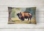 Watercolor Wildlife Throw Pillow Indoor/Outdoor Washable, American Bison 2871,12Hx16W