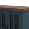 Bridgevine Home Nantucket 97 inch Fireplace TV Stand Console, Blue Denim and Whiskey Finish