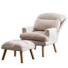 Click Clack Chair w/Ottoman Beige Fabric Oak Finish Legs