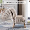 Click Clack Chair w/Ottoman Beige Fabric Oak Finish Legs