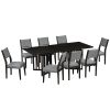 TOPMAX Farmhouse 9-Piece 83.9" Extendable Table,2 12" Removable Leaves, 8 Chairs, Espresso