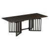 TOPMAX Farmhouse 9-Piece 83.9" Extendable Table,2 12" Removable Leaves, 8 Chairs, Espresso