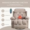 Vanbow, heated massage reclining chair, w/USB, 2 cup holders inside pockets, Package A&B (Beige)