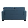 2pc Sofa Set Blue Textured Fabric Upholstered Sofa and Loveseat