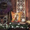 California Spangled Cat in Fall Leaves Throw Pillow Machine Washable, Couch, Bed or Patio, 14Hx14W