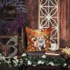 Turkish Van Cat in Fall Leaves Throw Pillow Machine Washable, Indoor/Outdoor 18Hx18W