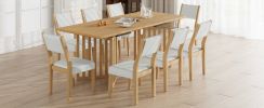 TOPMAX Farmhouse 9-Piece 83.9inch Extendable Dining Table,2 12-inch Removable Leaves, 8 Chairs