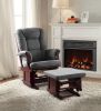 ACME Aeron Chair & Ottoman in Gray Microfiber & Cherry 59338