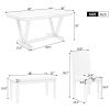 Modern 6-piece Dining Table w/4 Chairs & 1 Bench, w/Marbled Veneers, V-shaped Table Legs (White)