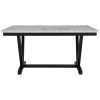Modern 6-piece Dining Table w/4 Chairs & 1 Bench, w/Marbled Veneers, V-shaped Table Legs (White)