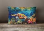 Nautical Collection Throw Pillow Throw Indoor/Outdoor Washable, Loggerhead Sea Turtle 2808,12Hx16W