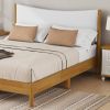 Queen Size, Solid Wooden Bed w/Teddy Velvet Cushion Headboard, Enhanced by Support Feet