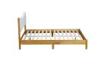 Queen Size, Solid Wooden Bed w/Teddy Velvet Cushion Headboard, Enhanced by Support Feet