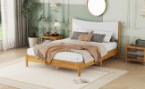 Queen Size, Solid Wooden Bed w/Teddy Velvet Cushion Headboard, Enhanced by Support Feet