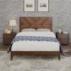 Mid-Century Modern Full Platform Bed Wood Slat Support, Walnut