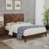 Mid-Century Modern Full Platform Bed Wood Slat Support, Walnut