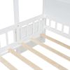 Twin Size House Bed w/Sofa, Charging Station, Shelves, 2 Drawers, White