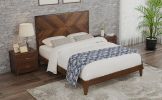 Mid-Century Modern Full Platform Bed Wood Slat Support, Walnut