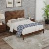 Mid-Century Modern Full Platform Bed Wood Slat Support, Walnut