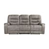 Double Reclining Sofa Microfiber, Plush Seating, Gray Solid Wood Frame