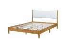 Queen Size, Solid Wooden Bed w/Teddy Velvet Cushion Headboard, Enhanced by Support Feet