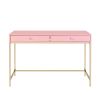 Pink High Gloss and Gold 2-drawer Writing Desk