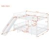 Full Size Metal Bunk Bed with Slide and Guardrails, White