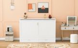 Full Size Murphy Wall Bed w/drawer, Sockets & USB Ports, Pulley Structure Design, White
