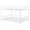 Full Size Metal Bunk Bed with Slide and Guardrails, White