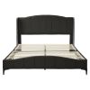 3 Pieces Bedroom Set. Queen Size Leather Upholstered Platform Bed, 2 Nightstands w/2 Drawers , Black