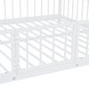 Full Size Metal Bunk Bed with Slide and Guardrails, White